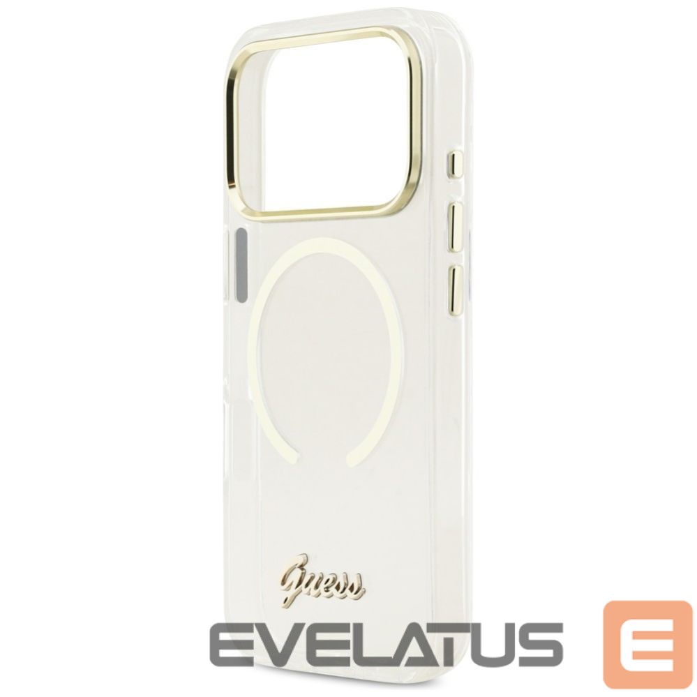 Citas preces Guess Guess IML Script Metal MagSafe Case for iPhone 17 Pro - Clear