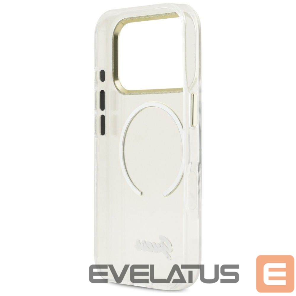 Citas preces Guess Guess IML Script Metal MagSafe Case for iPhone 17 Pro - Clear