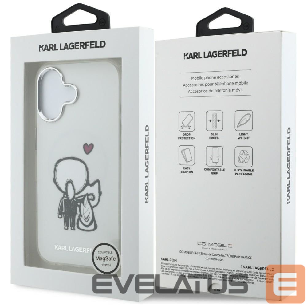 Citas preces Karl Lagerfeld Karl Lagerfeld Karl & Choupette Back MagSafe Case for iPhone 17 - Clear