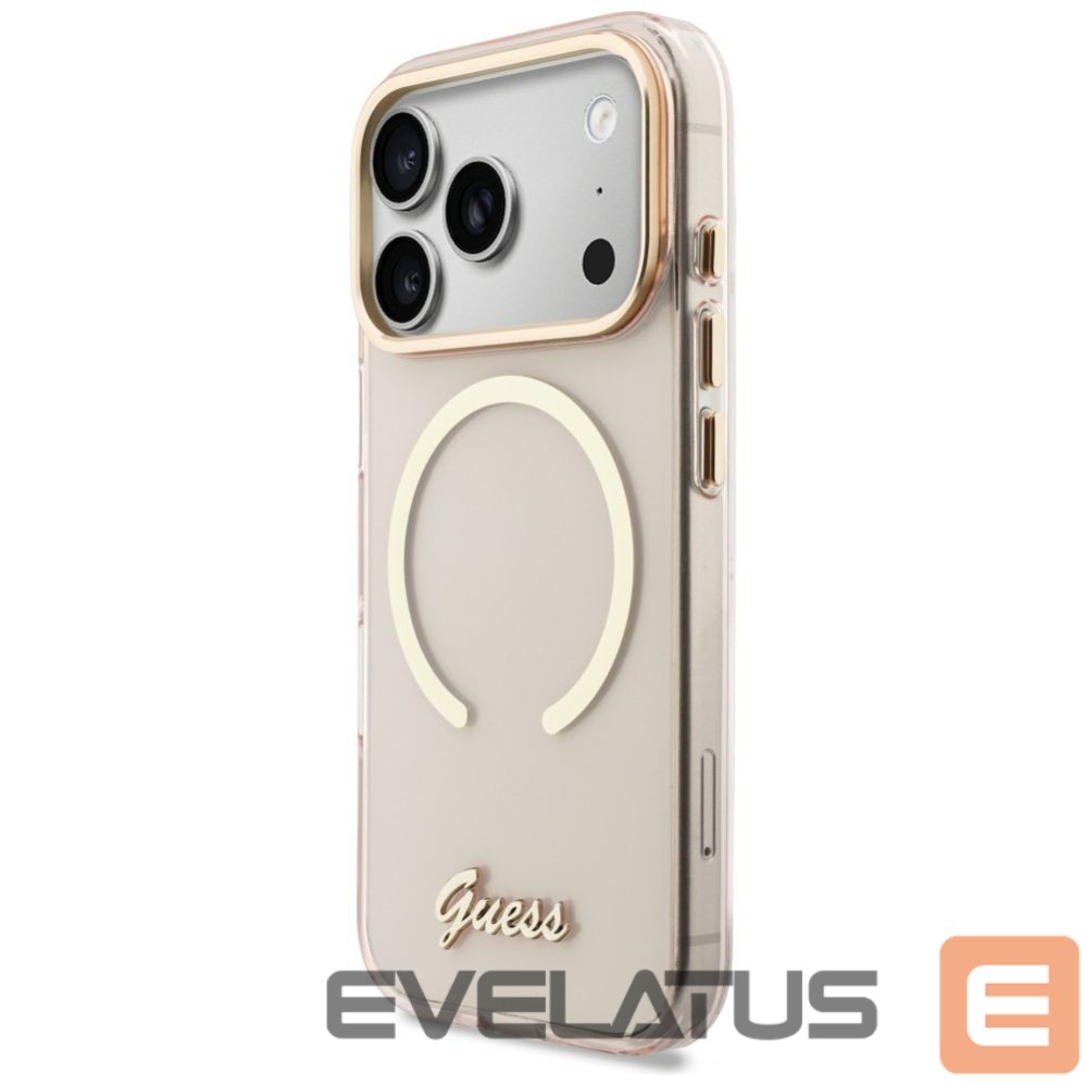 Citas preces Guess Guess IML Script Metal MagSafe Case for iPhone 17 Pro Max - Pink