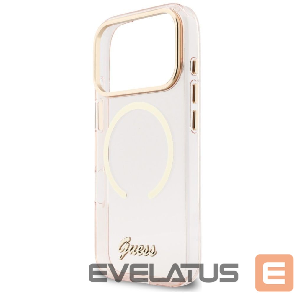Citas preces Guess Guess IML Script Metal MagSafe Case for iPhone 17 Pro Max - Pink
