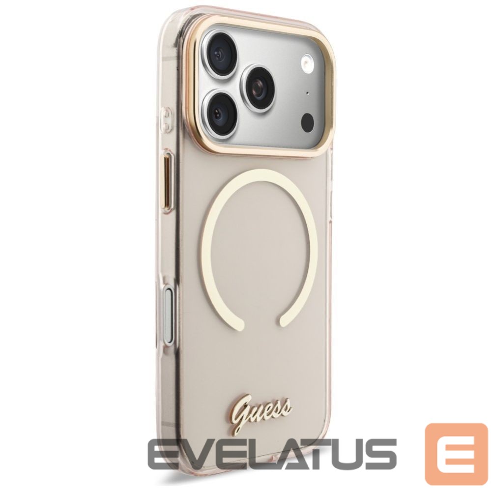 Citas preces Guess Guess IML Script Metal MagSafe Case for iPhone 17 Pro Max - Pink