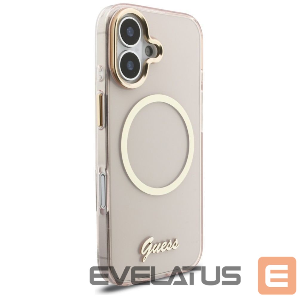 Citas preces Guess Guess IML Script Metal MagSafe Case for iPhone 17 - Pink