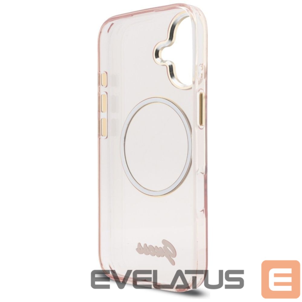 Citas preces Guess Guess IML Script Metal MagSafe Case for iPhone 17 - Pink