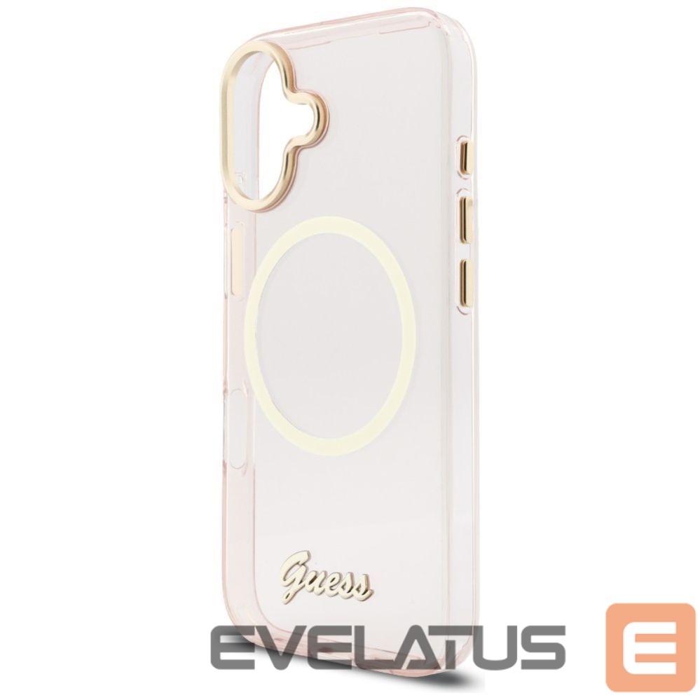 Citas preces Guess Guess IML Script Metal MagSafe Case for iPhone 17 - Pink