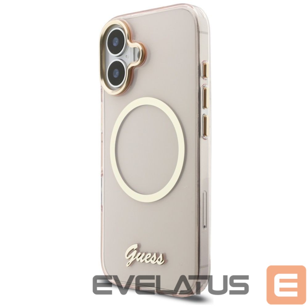 Citas preces Guess Guess IML Script Metal MagSafe Case for iPhone 17 - Pink