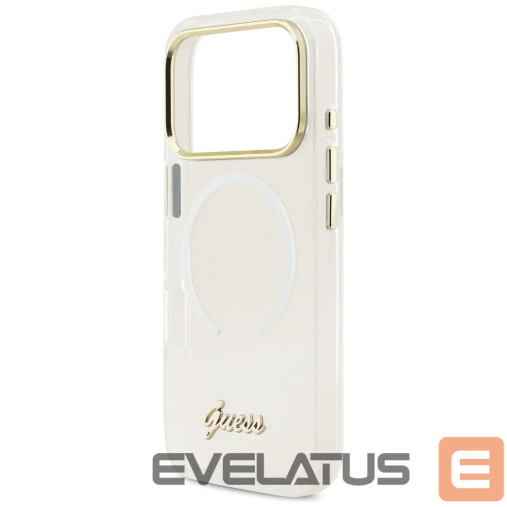 Citas preces Guess Guess IML Gradient Script Metal MagSafe Case for iPhone 17 Pro - White