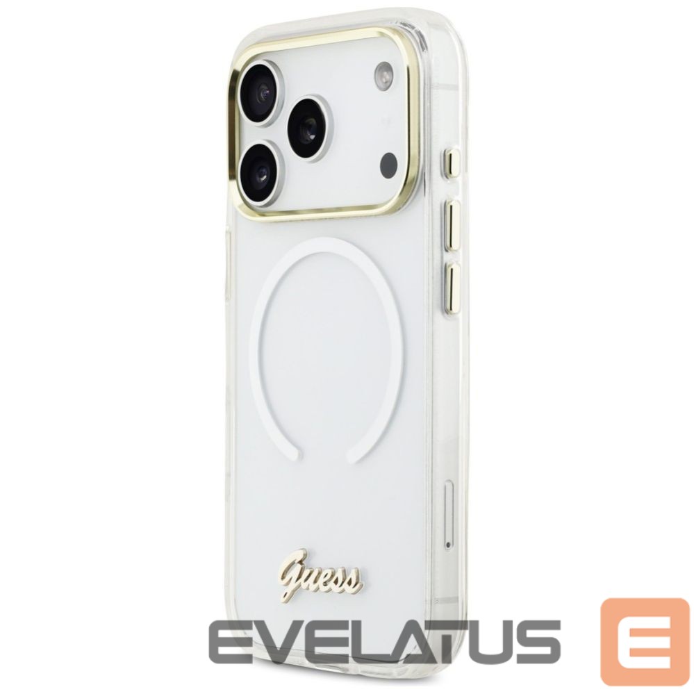 Citas preces Guess Guess IML Gradient Script Metal MagSafe Case for iPhone 17 Pro - White