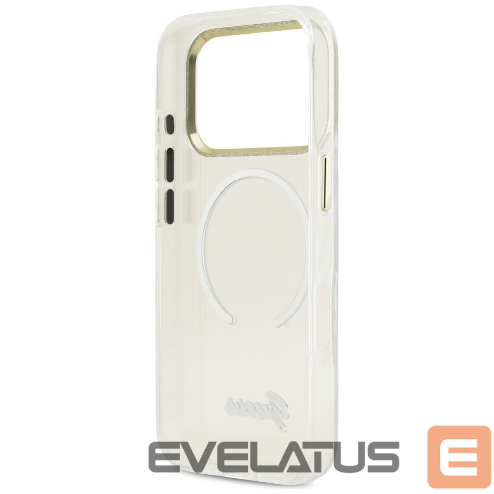 Citas preces Guess Guess IML Gradient Script Metal MagSafe Case for iPhone 17 Pro - White