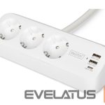 Slēdži un rozetes Digitus  3-way office socket strip with 2x USB-A and 1x USB-C connections | DA-70626 