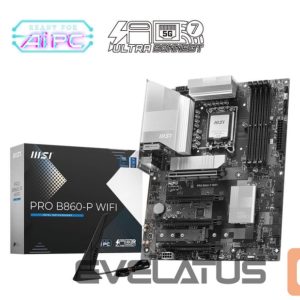 Pamatplate Intel procesorsiem MSI  Mainboard||Intel B860 Express|LGA1851|ATX|Memory DDR5|Memory slots 4|2xPCI-Express 4.0 1x|1xPCI-Express 4.0 4x	|1xPCI-Express 5.0 16x|3xM.2|1xHDMI|1xDisplayPort|8xUSB 2.0|2xUSB 3.2|1xUSB-C|1xRJ45|3xAudio port|1xThunderbolt|PROB860-PWIFI 