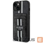 Citas preces Guess  Guess 4G Stripes case with Magsafe wallet for iPhone 15 black 