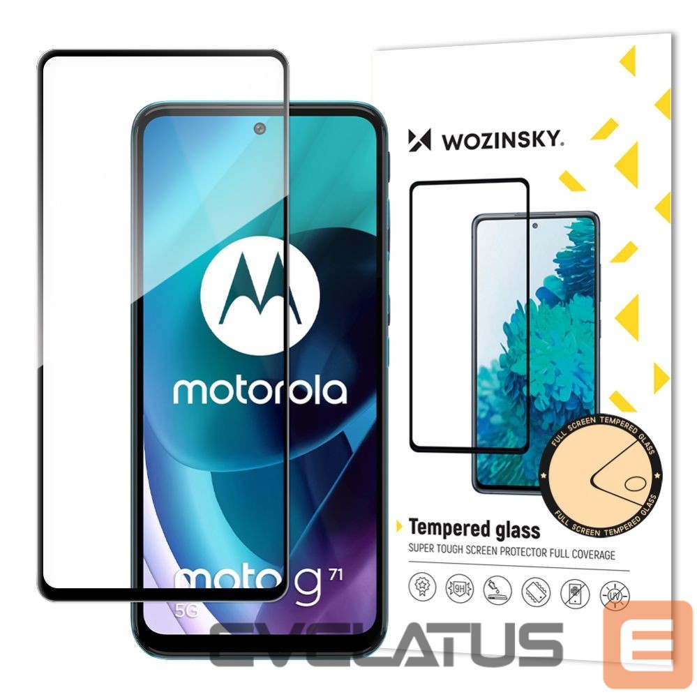 Citas preces Wozinsky Wozinsky Tempered Glass Full Glue Super Tough Screen Protector Full Coveraged with Frame Case Friendly for Motorola Moto G71 5G black