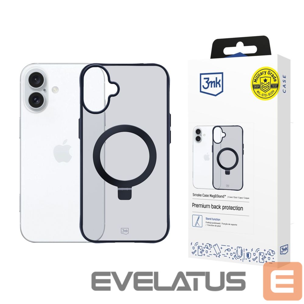 Citas preces 3MK 3mk Smoke Case Mag&Stand for Apple iPhone 16 plus - transparent