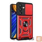 Citas preces Hurtel  Hybrid Armor Camshield with Camera Cover and Metal Ring for Samsung Galaxy S25 - Red 