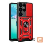 Citas preces Hurtel  Hybrid Armor Camshield with Camera Cover and Metal Ring for Samsung Galaxy S25 Ultra - Red 