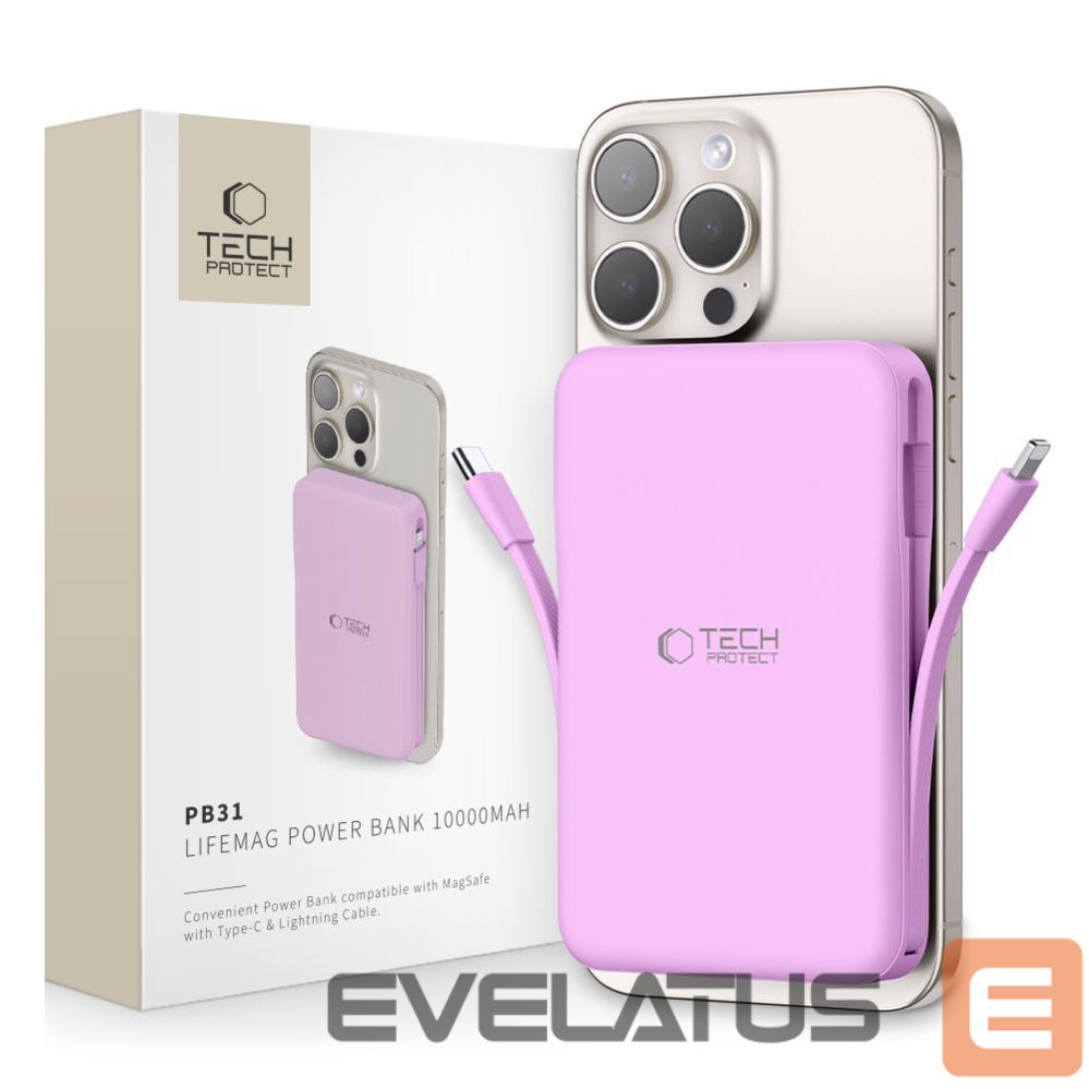 Citas preces Tech-Protect Tech-Protect PB31 MagSafe 10000mAH Power Bank - Purple