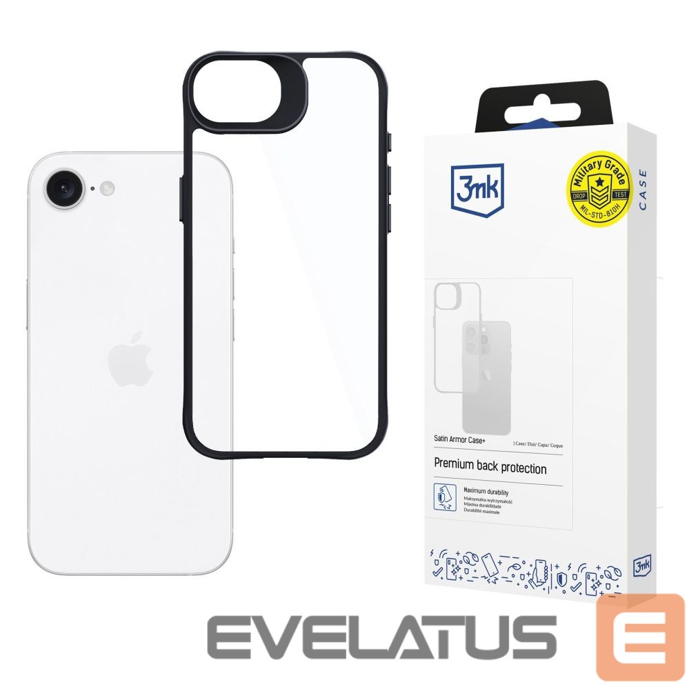 Citas preces 3MK 3mk Satin Armor Case+ for Apple iPhone 16e / SE 4 - transparent