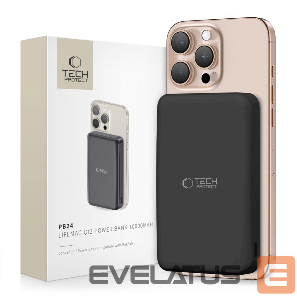 Citas preces Tech-Protect Powerbank Tech-Protect PB24 LifeMag QI2 MagSafe 10000 mAh - black