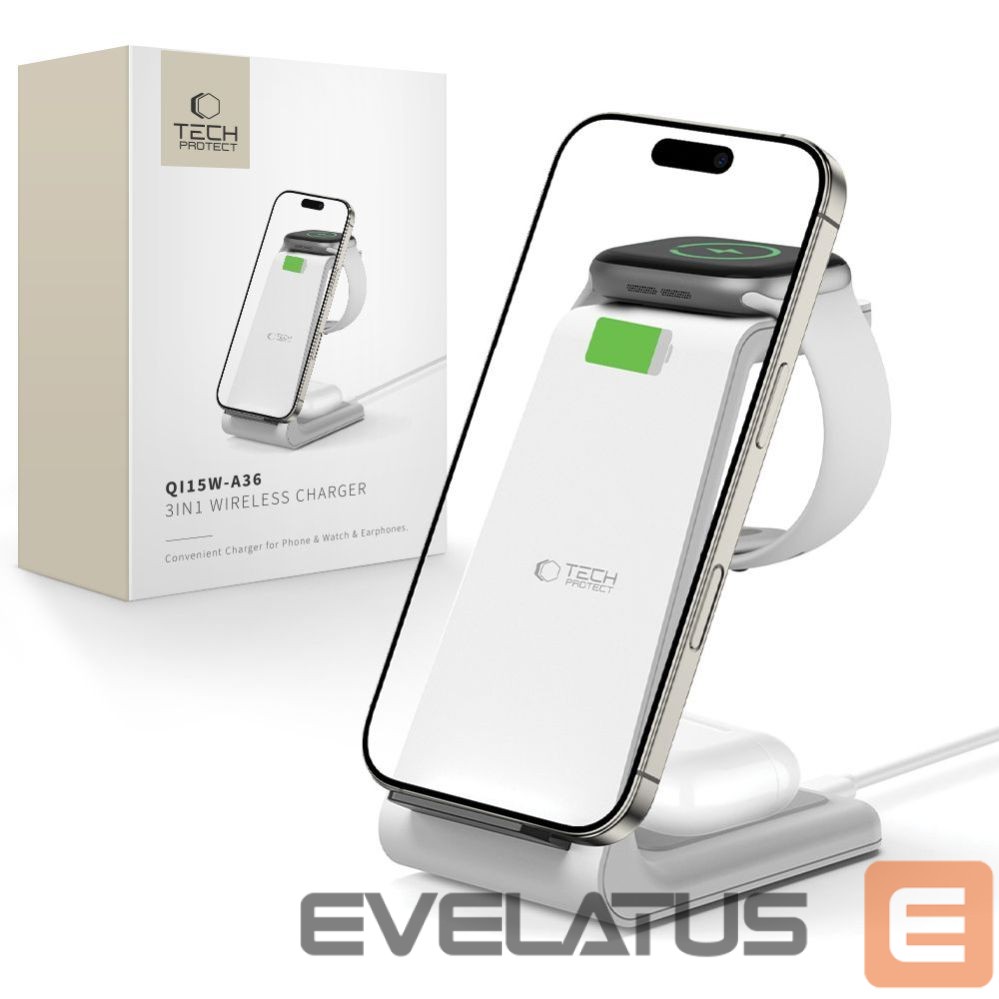 Citas preces Tech-Protect Tech-Protect QI15W-A36 3in1 Charging Station for Apple - White