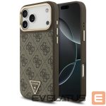 Citas preces Guess  Guess 4G Triangle Logo MagSafe Case for iPhone 17 Pro Max - Brown & Gold 