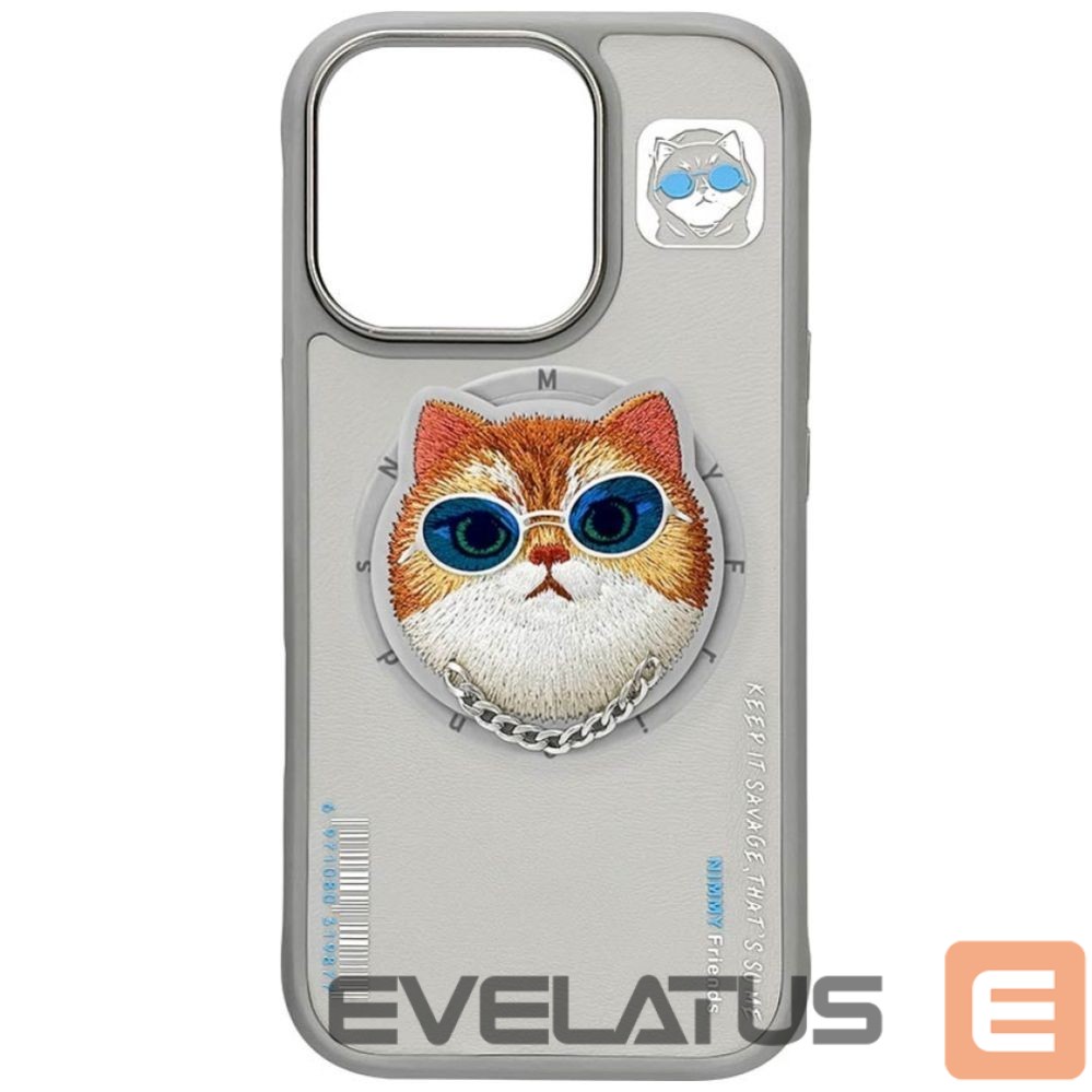 Citas preces Nimmy Nimmy Glasses Cool Cat MagSafe Case for iPhone 16 Pro - Gray