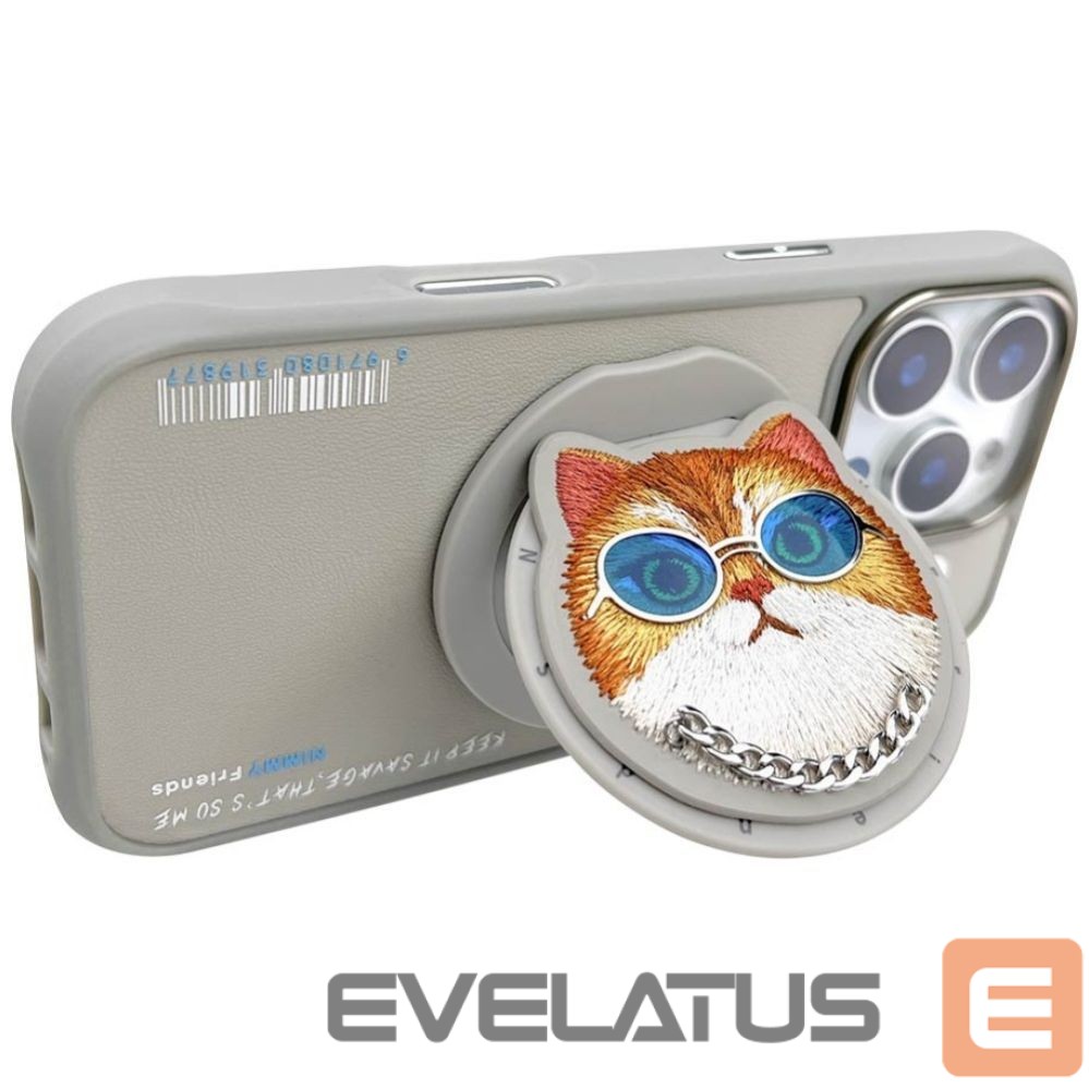 Citas preces Nimmy Nimmy Glasses Cool Cat MagSafe Case for iPhone 16 Pro - Gray