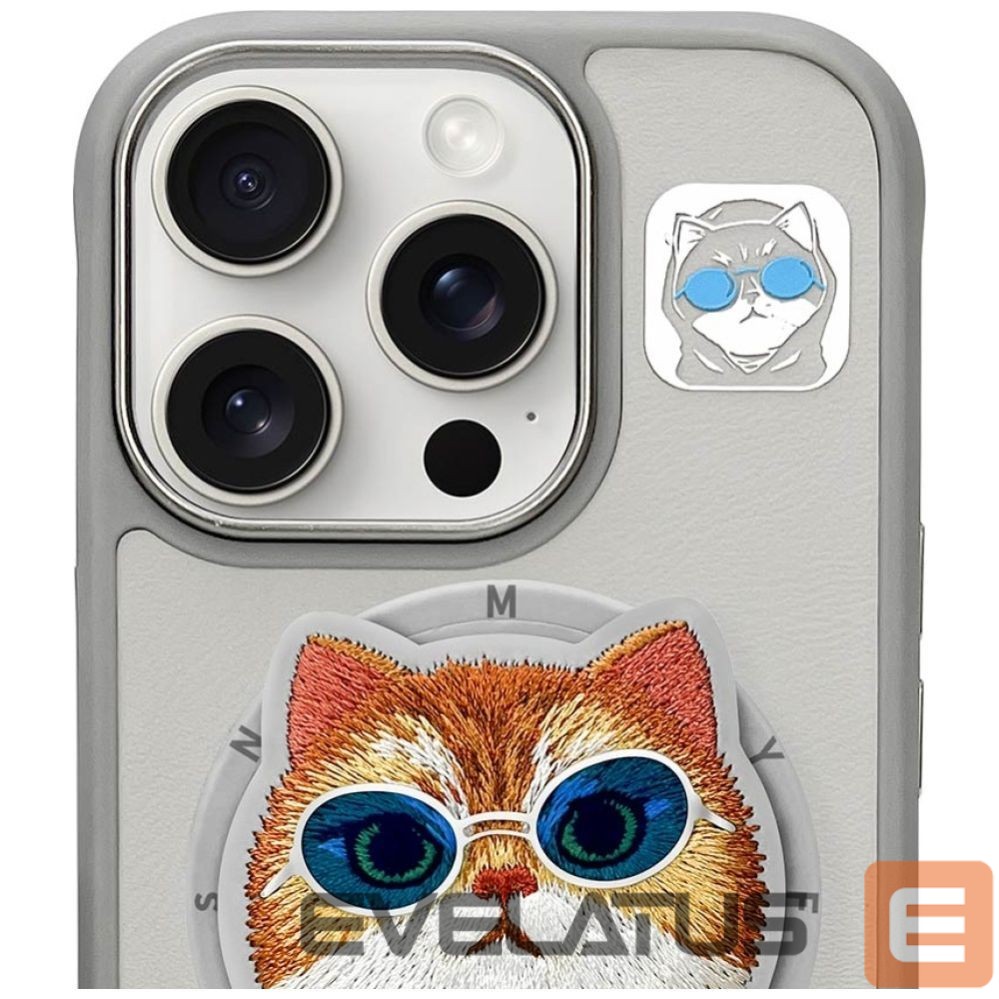 Citas preces Nimmy Nimmy Glasses Cool Cat MagSafe Case for iPhone 16 Pro - Gray