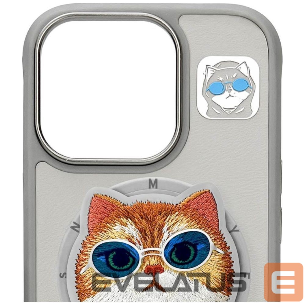 Citas preces Nimmy Nimmy Glasses Cool Cat MagSafe Case for iPhone 16 Pro - Gray