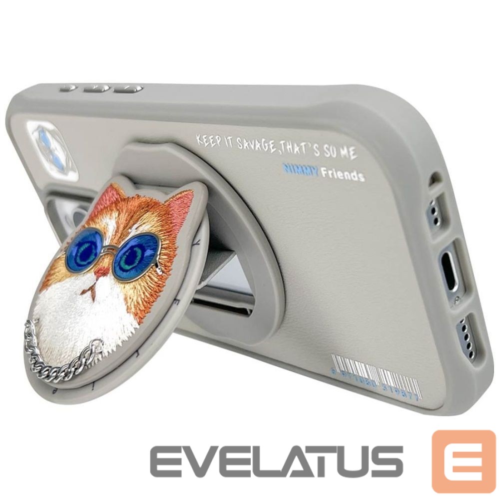 Citas preces Nimmy Nimmy Glasses Cool Cat MagSafe Case for iPhone 16 Pro - Gray