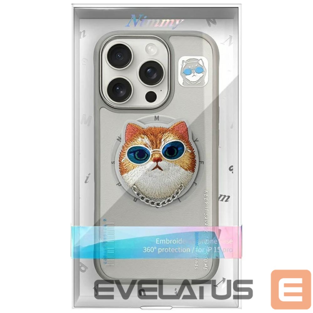 Citas preces Nimmy Nimmy Glasses Cool Cat MagSafe Case for iPhone 16 Pro - Gray