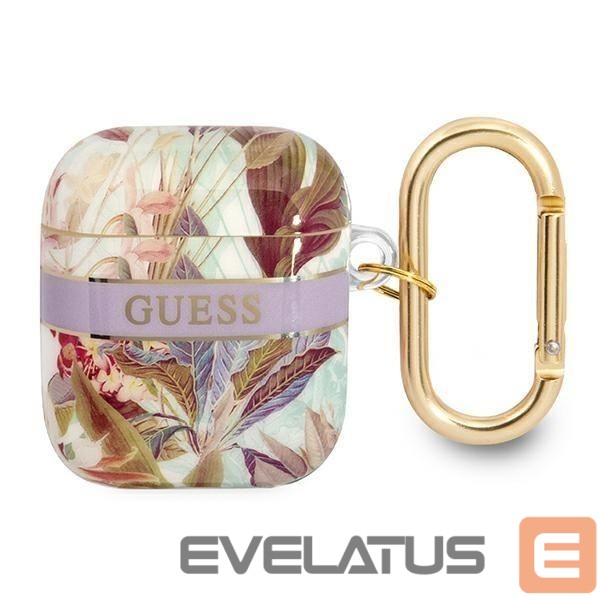 Aizmugurējais vāciņš Guess Guess GUA2HHFLU AirPods cover purple/purple Flower Strap Collection