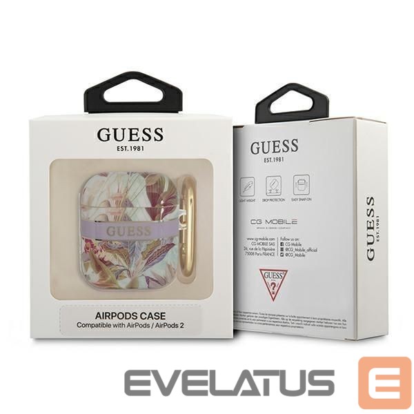 Aizmugurējais vāciņš Guess Guess GUA2HHFLU AirPods cover purple/purple Flower Strap Collection