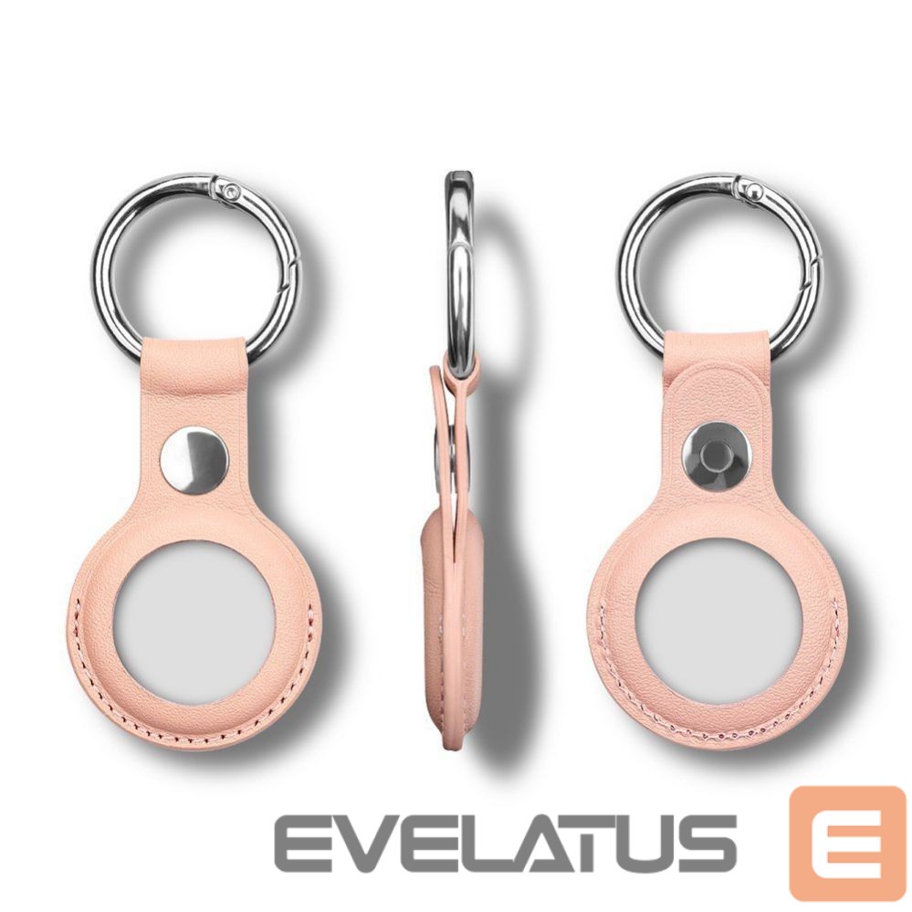 Smart tag aksesuārs iLike AirTag PU Leather Key Ring Keychain Case Pink
