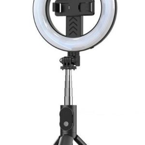 Selfie nūja iLike Universal SELFIE HANDLE TRIPOD AND RING LIGHT BLUETOOTH Black