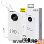 Ārējais akumulators Dudao  120W fast charge built-in cable digital display 10000mAh White