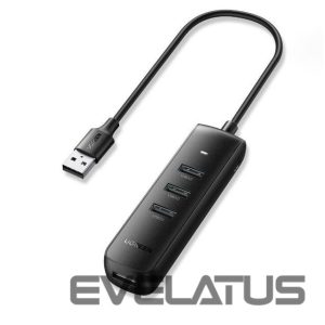 Parveidotājs Ugreen  4-in-1 USB HUB - 4x USB Type A 3.0 PD DC 12V 0.25m black (CM416 10915) Black