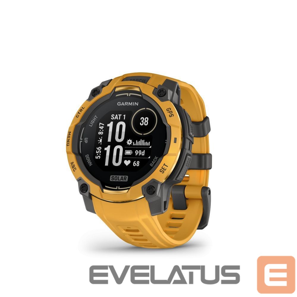 Viedpulksteni Garmin Instinct 3 – 45 mm, Solar
Sunburst with Sunburst/Grey Band