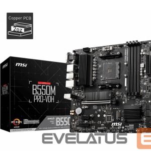 Pamatplate AMD procesorsiem MSI  Mainboard||AMD B550|SAM4|MicroATX|Memory DDR4|Memory slots 4|2xPCI-Express 3.0 1x|1xPCI-Express 4.0 16x|2xM.2|1x15pin D-sub|1xHDMI|1xDisplayPort|2xAudio-In|1xAudio-Out|2xUSB 2.0|4xUSB 3.2|1xPS/2|1xRJ45|B550MPRO-VDH 