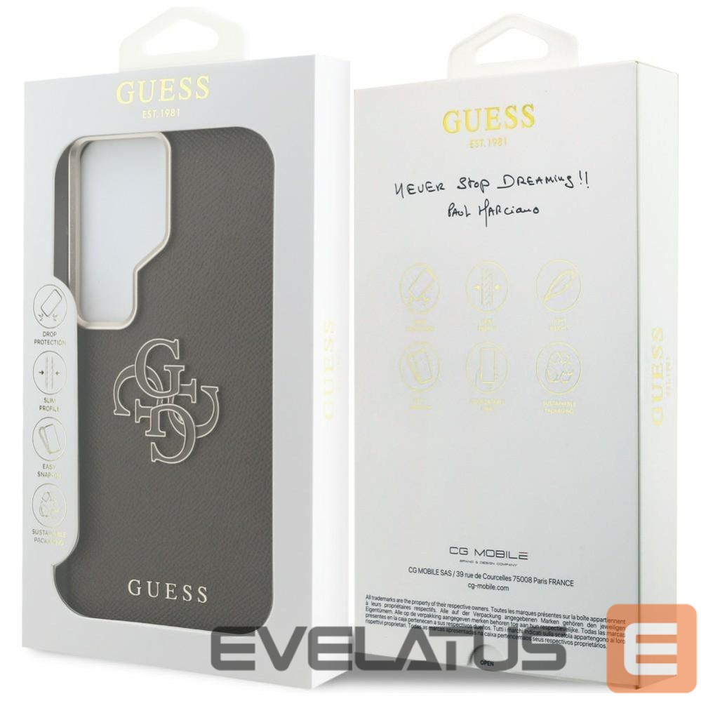 Citas preces Guess Guess Grained Big 4G Metal Logo Case for Samsung Galaxy S26 - Brown