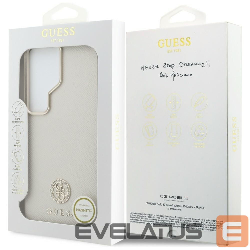 Citas preces Guess Guess Rhinestone Round Logo MagSafe Case for Samsung Galaxy S26 Ultra - Beige