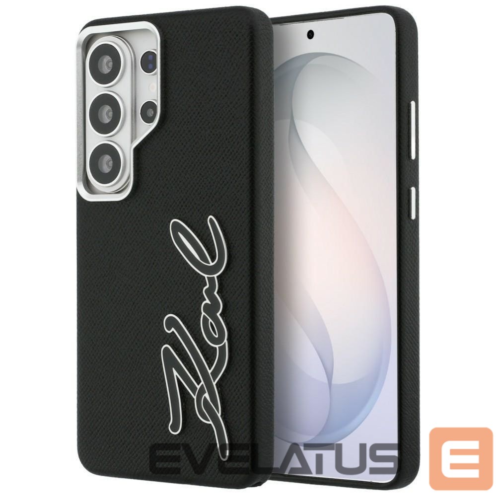 Citas preces Karl Lagerfeld Karl Lagerfeld Grained Signature Metal Resin Logo Case for Samsung Galaxy S26 Ultra - Black
