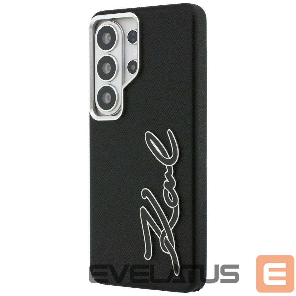 Citas preces Karl Lagerfeld Karl Lagerfeld Grained Signature Metal Resin Logo Case for Samsung Galaxy S26 Ultra - Black
