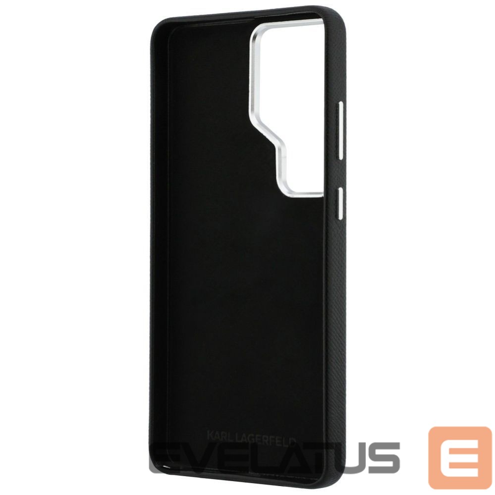 Citas preces Karl Lagerfeld Karl Lagerfeld Grained Signature Metal Resin Logo Case for Samsung Galaxy S26 Ultra - Black