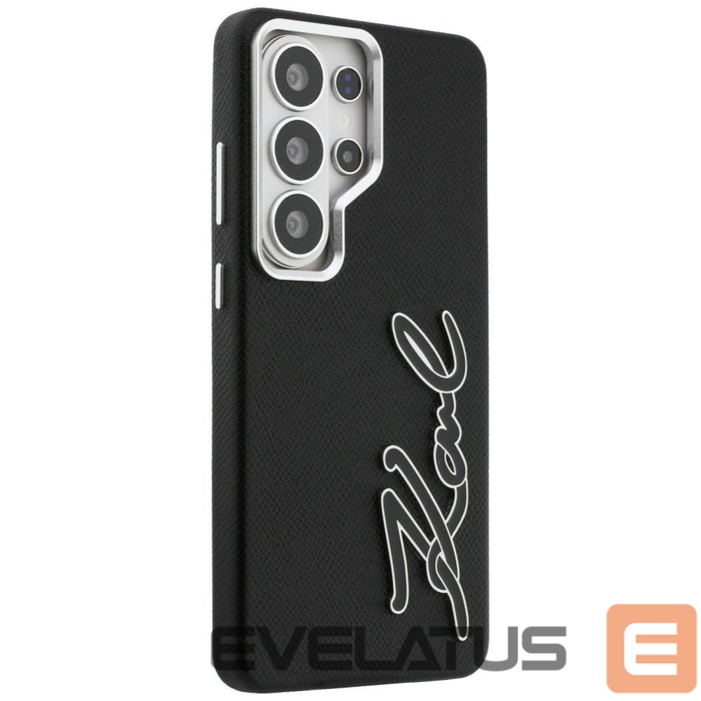 Citas preces Karl Lagerfeld Karl Lagerfeld Grained Signature Metal Resin Logo Case for Samsung Galaxy S26 Ultra - Black