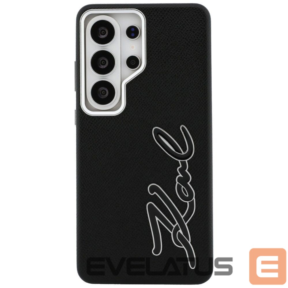 Citas preces Karl Lagerfeld Karl Lagerfeld Grained Signature Metal Resin Logo Case for Samsung Galaxy S26 Ultra - Black