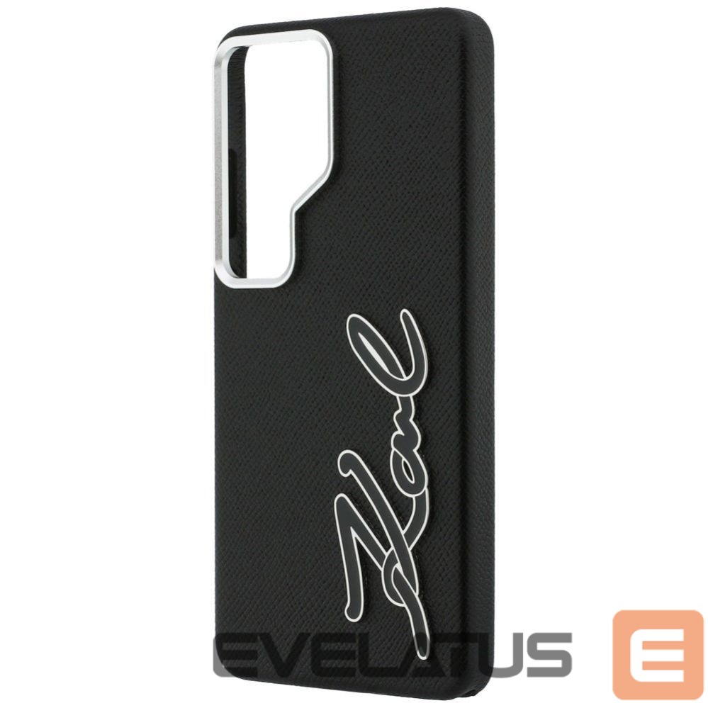 Citas preces Karl Lagerfeld Karl Lagerfeld Grained Signature Metal Resin Logo Case for Samsung Galaxy S26 Ultra - Black