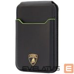 Citas preces Audi  Lamborghini D1 Genuine Leather MagSafe Phone Wallet - Black and Green 