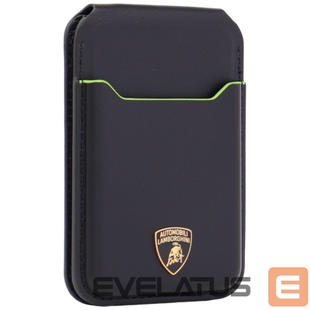 Citas preces Audi Lamborghini D1 Genuine Leather MagSafe Phone Wallet - Black and Green