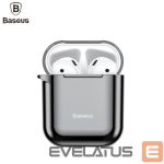 Aizmugurējais vāciņš Baseus  Metallic Shining Ultra-thin Silicone Protector Case with Hook for Airpods 1 / 2 Black